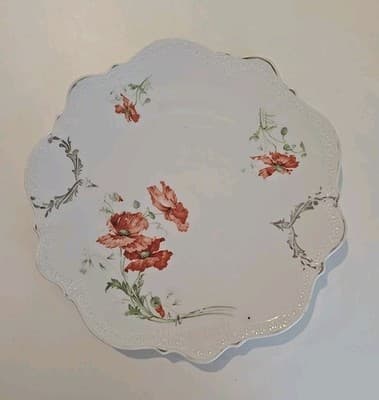 Antique 1890-1910 Carl Tielsch Altwasser Embossed Poppy Flower Plate Germany
