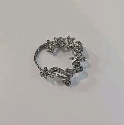 Vintage Marcasite Crystal Reef Pin Brooch - Thumbnail 5