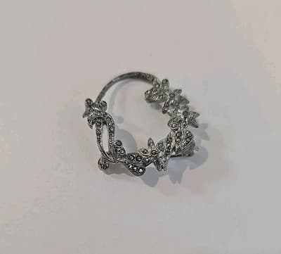 Vintage Marcasite Crystal Reef Pin Brooch - Thumbnail 6