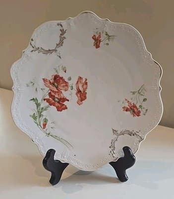 Antique 1890-1910 Carl Tielsch Altwasser Embossed Poppy Flower Plate Germany - Thumbnail 2