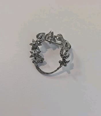 Vintage Marcasite Crystal Reef Pin Brooch - Thumbnail 2