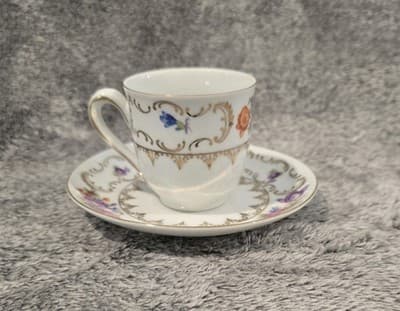Vintage Winterling Bavaria Demitasse Cup & Saucer Floral Gold Trim Germany - Thumbnail 4