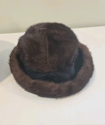 Vintage Flemington Fur Co Hat Dark Mink w/ Peck & Peck Box - Thumbnail 3