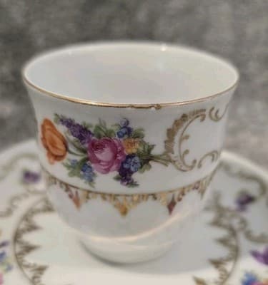 Vintage Winterling Bavaria Demitasse Cup & Saucer Floral Gold Trim Germany - Thumbnail 5