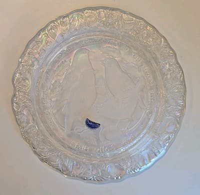 1973 IMPERIAL CARNIVAL GLASS 12 DAYS OF CHRISTMAS PLATE FOUR COLLY BIRDS - Thumbnail 4