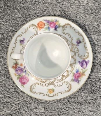 Vintage Winterling Bavaria Demitasse Cup & Saucer Floral Gold Trim Germany - Thumbnail 8