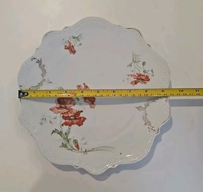 Antique 1890-1910 Carl Tielsch Altwasser Embossed Poppy Flower Plate Germany - Thumbnail 4