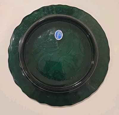 Imperial Glass Two Turtle Doves, 1971 Christmas Dark Green Plate 8 3/4" - Thumbnail 4