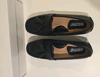 New Salon Studio Women's Slip On Shoes Size 9 M Black Wedge Bow - Thumbnail 7