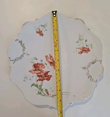 Antique 1890-1910 Carl Tielsch Altwasser Embossed Poppy Flower Plate Germany - Thumbnail 5