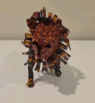 7" Large Tin LION Made In Zimbabwe By The Mkankha Brothers Metal Art - Thumbnail 5