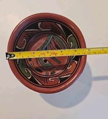 Vtg Latin America Ceremonial Tribal Tripod Polychrome Clay Bowl Folk Art Pottery - Thumbnail 4