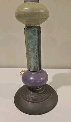 Andrew Wender Raku Studio Art Pottery 25" Lamp w Copper Shade Stack Totem - Thumbnail 7