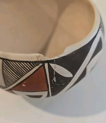 Vintage Signed Evelyn Cheromiah Pottery Old Laguno Pueblo Bowl Vase - Thumbnail 8