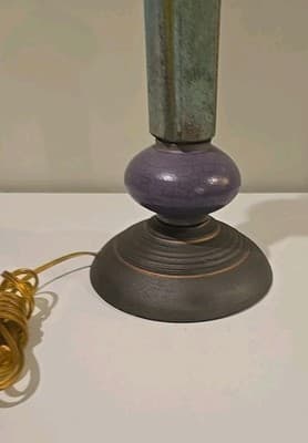 Andrew Wender Raku Studio Art Pottery 25" Lamp w Copper Shade Stack Totem - Thumbnail 5