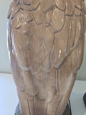 Pair of Mid Century Modern Large Chalkware Painted Owl Sculpture Table Lamps - Thumbnail 17