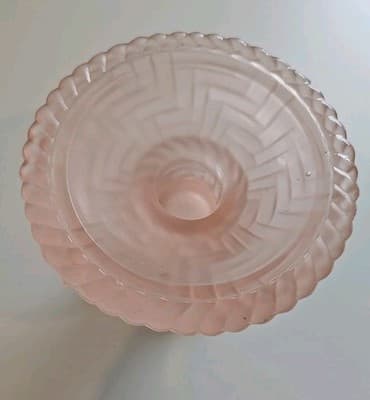 Vintage Pink Frosted Candleholder Set of 2 - Unusual Pattern - Unmarked - Thumbnail 4
