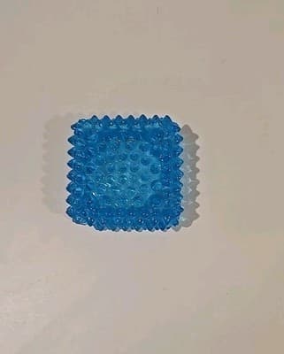 Vintage Fenton Square Hobnail Aqua Blue Square Trinket Dish Candle Holder 3” - Thumbnail 4