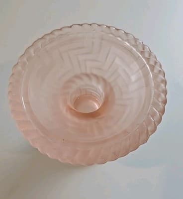 Vintage Pink Frosted Candleholder Set of 2 - Unusual Pattern - Unmarked - Thumbnail 9