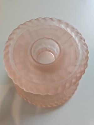 Vintage Pink Frosted Candleholder Set of 2 - Unusual Pattern - Unmarked - Thumbnail 6