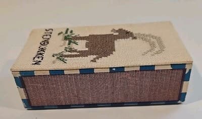 Vintage Tordenskjold by H.E. Gosch & Co Denmark Needlepoint Goat Matchbox - Thumbnail 4