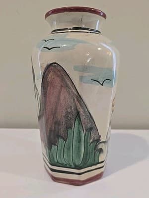 Mexican Hand Painted Girl Woman Cactus Vase Signed Pinal H. Mexico - Thumbnail 7