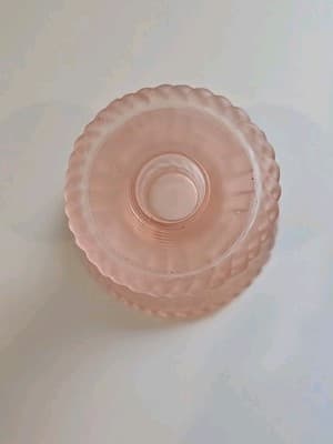 Vintage Pink Frosted Candleholder Set of 2 - Unusual Pattern - Unmarked - Thumbnail 2