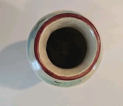 Mexican Hand Painted Girl Woman Cactus Vase Signed Pinal H. Mexico - Thumbnail 8