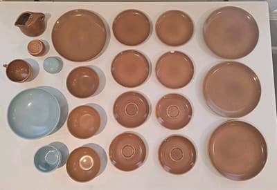 Vintage Russell Wright Iroquois Casual Tan Blue Dish Plates Bowls Cups 23pcs - Thumbnail 5
