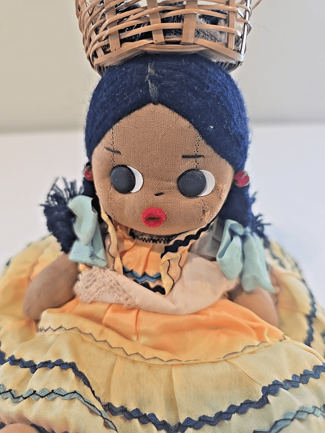 Firmly Stuffed Cloth Doll Mexican Design Poseable Limbs - Thumbnail 3
