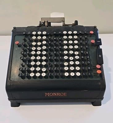 Vintage Monroe Mechanical Adding Machine – Early Office Calculator w/ Keys 1940s