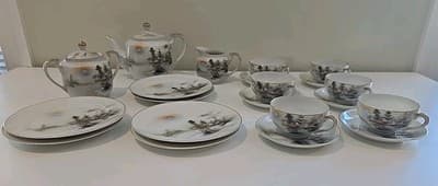 Lithophane Hayasi Kutani Fine Bone China Tea Cup And Saucer Hand Painted 21pcs - Thumbnail 2