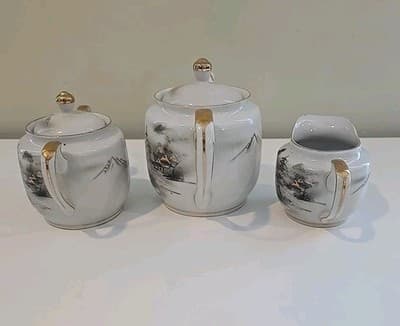 Lithophane Hayasi Kutani Fine Bone China Tea Cup And Saucer Hand Painted 21pcs - Thumbnail 9