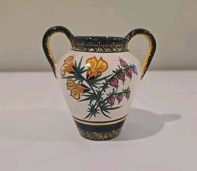 Small 4.5" Tall Henriot Quimper Double Handled Vase Signed