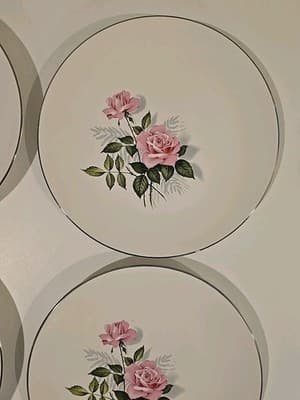 Vtg Taylor Smith Taylor Summer Rose Dinner Plate 10.5" Set of 4 - Thumbnail 4