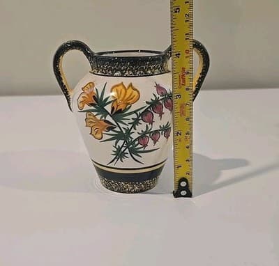 Small 4.5" Tall Henriot Quimper Double Handled Vase Signed - Thumbnail 2