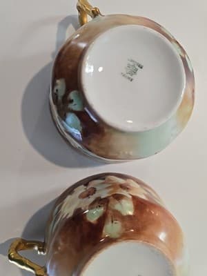Antique Limoges France Porcelain Floral Set of 3 Tea Cups - Thumbnail 10