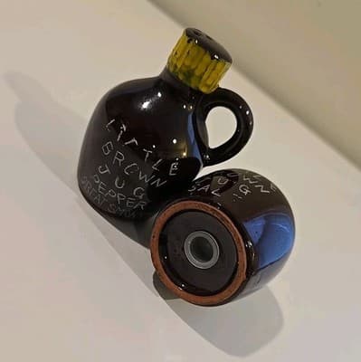 Vintage Little Brown Jug Salt and Pepper Set Shakers Handled Ceramic Pottery - Thumbnail 6
