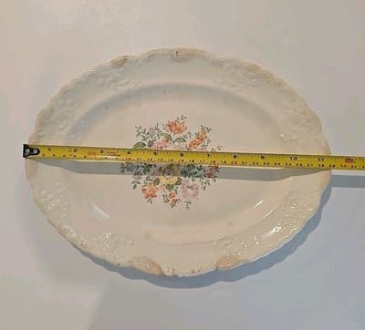Vintage Taylor Smith Taylor Rectangular Pink Platter Pansy Design - Thumbnail 2