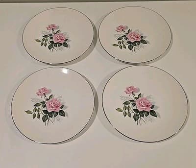 Vtg Taylor Smith Taylor Summer Rose Dinner Plate 10.5" Set of 4 - Thumbnail 2