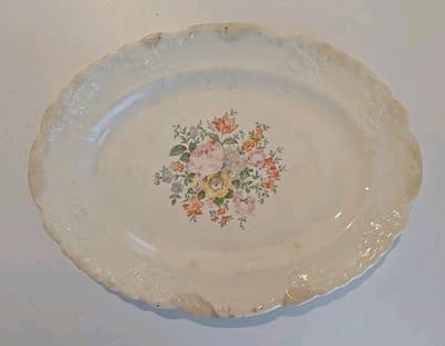 Vintage Taylor Smith Taylor Rectangular Pink Platter Pansy Design