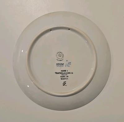Hare In Winter Royal Copenhagen Denmark 1971 Blue Rabbit Christmas Plate - Thumbnail 3