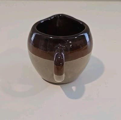 Pottery Creamer Jar Brown 2 1/4" Hot Wax North Carolina - Thumbnail 2