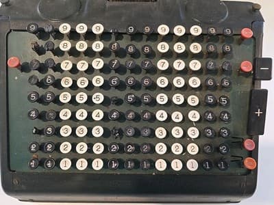 Vintage Monroe Mechanical Adding Machine – Early Office Calculator w/ Keys 1940s - Thumbnail 3