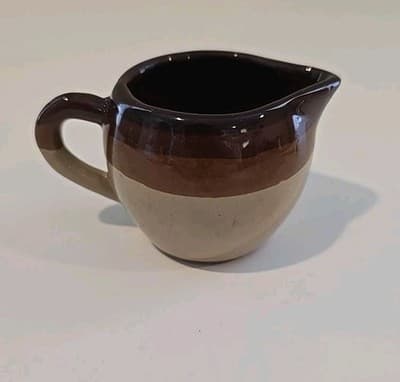Pottery Creamer Jar Brown 2 1/4" Hot Wax North Carolina - Thumbnail 3