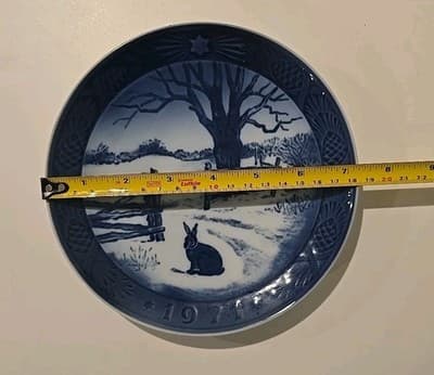 Hare In Winter Royal Copenhagen Denmark 1971 Blue Rabbit Christmas Plate - Thumbnail 2