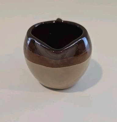 Pottery Creamer Jar Brown 2 1/4" Hot Wax North Carolina - Thumbnail 4