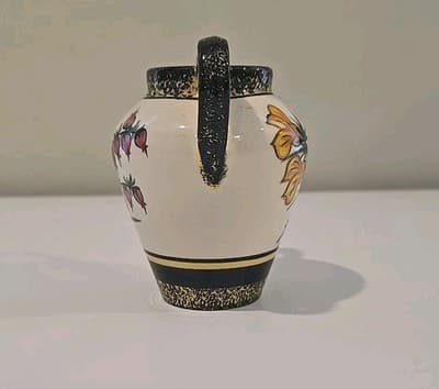 Small 4.5" Tall Henriot Quimper Double Handled Vase Signed - Thumbnail 3