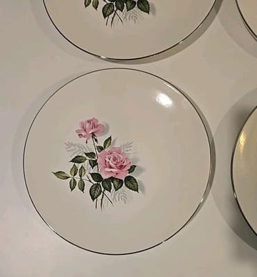 Vtg Taylor Smith Taylor Summer Rose Dinner Plate 10.5" Set of 4 - Thumbnail 6