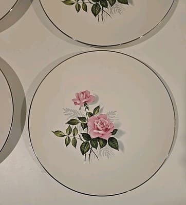 Vtg Taylor Smith Taylor Summer Rose Dinner Plate 10.5" Set of 4 - Thumbnail 3